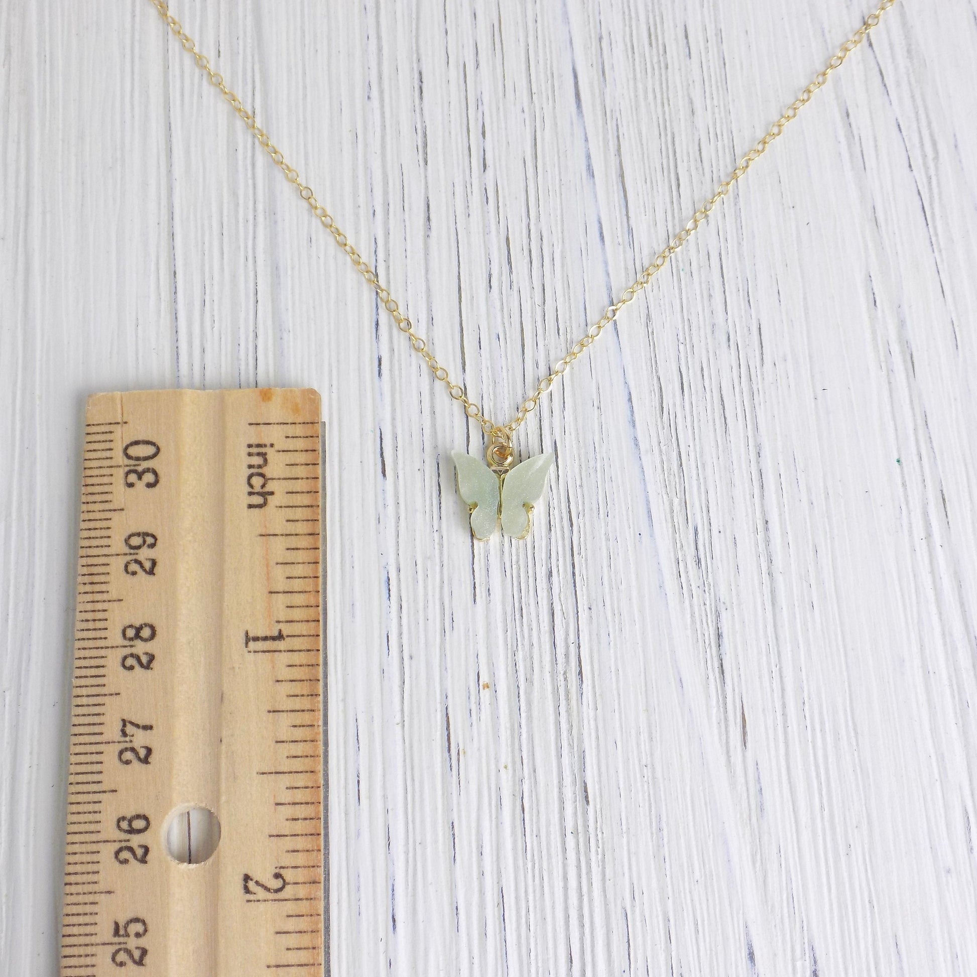 Minimalist Butterfly Charm Necklace on 14K Gold Filled Chain, Unique Valentines Day Gift, M4-85