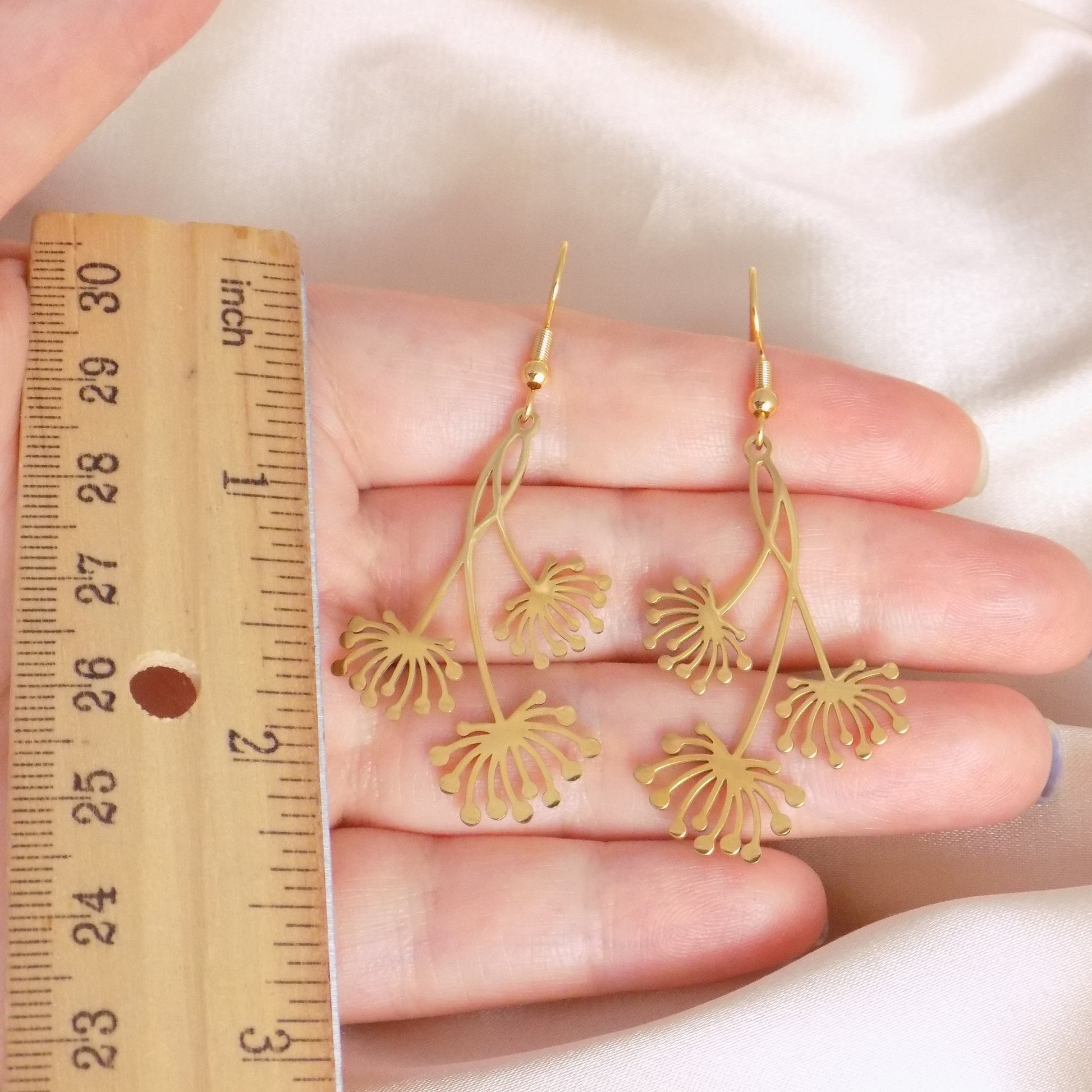 Unique Dandelion Earrings, Gold Dainty Flower Earring, Minimalist Gifts For Her, M7-311