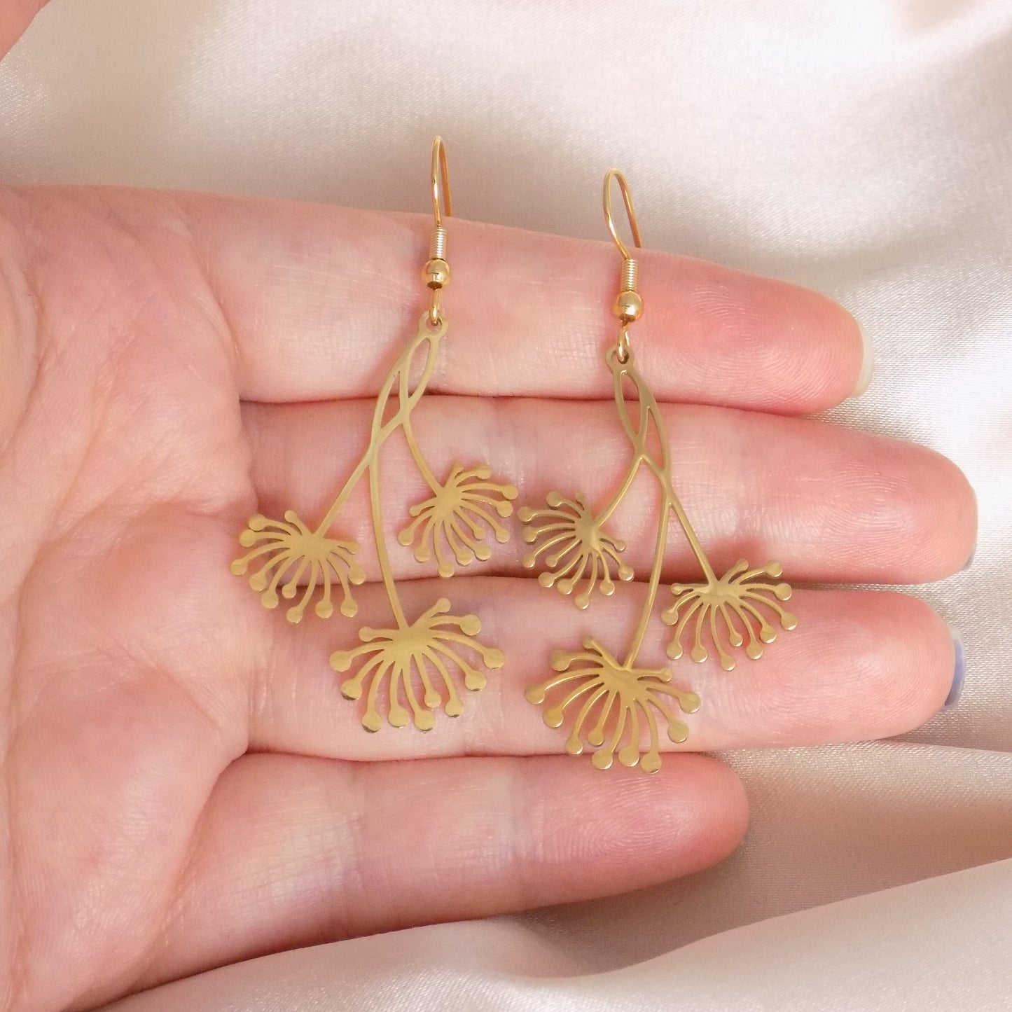 Unique Dandelion Earrings, Gold Dainty Flower Earring, Minimalist Gifts For Her, M7-311