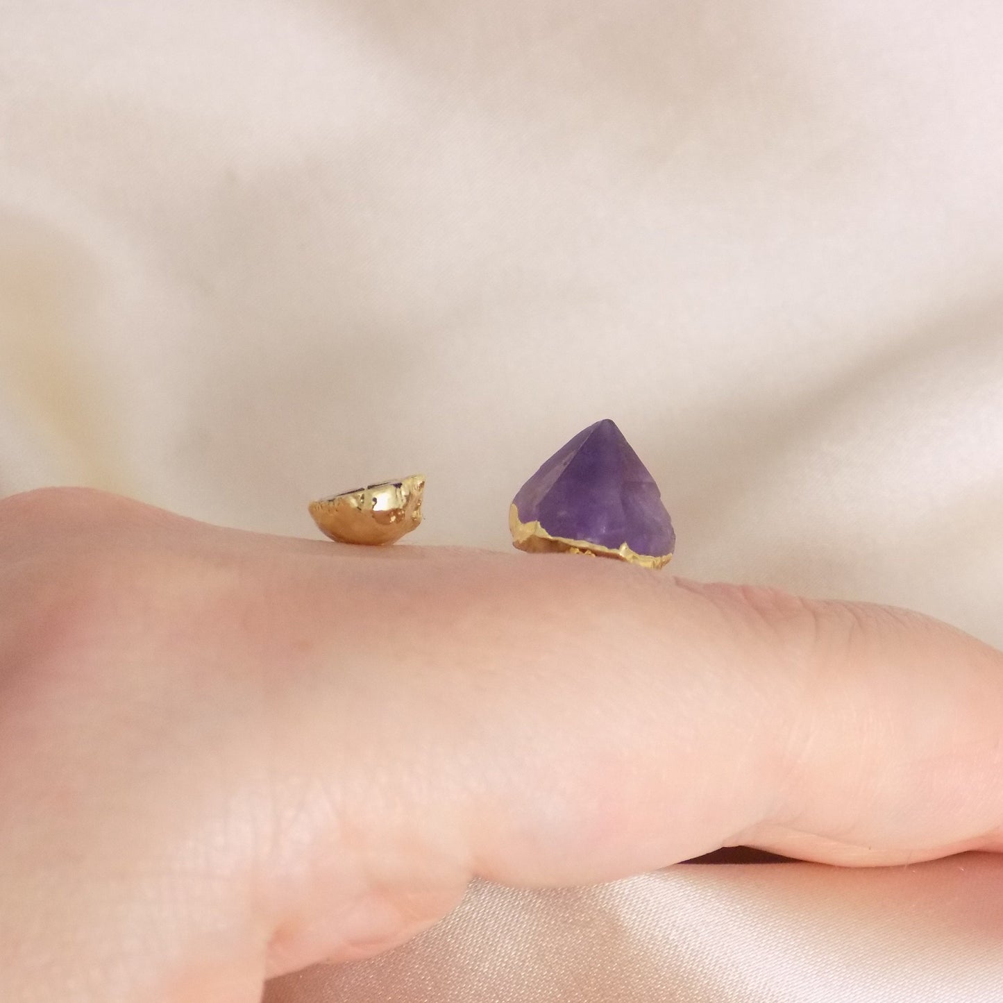 Amethyst and Geode Crystal Ring Gold Plated, Boho Gemstone Ring For Women, Gifts For Her, M7-327