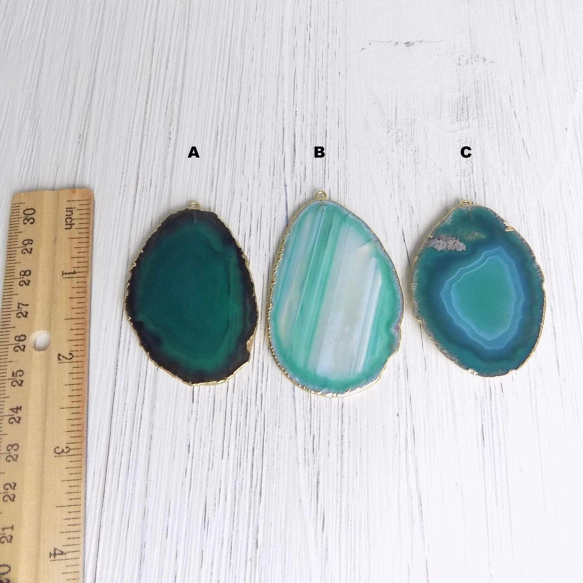 Boho Green Agate Necklace Gold, Geode Pendant Necklace, Statement Jewelry, Gift For Mom, G11-122