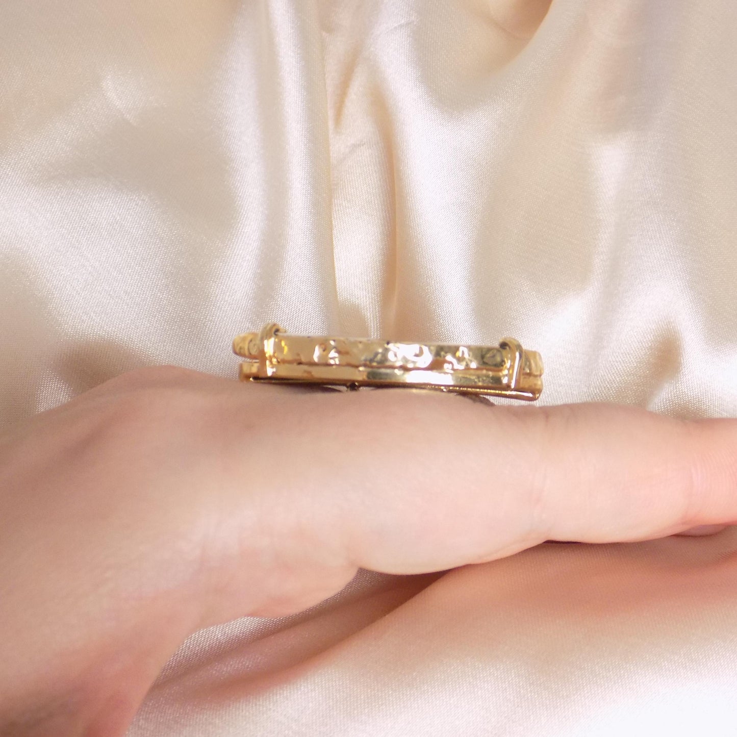 Gifts For Her, Large Blue Agate Slice Natural Gemstone Ring Gold Dipped Adjustable, G15-358