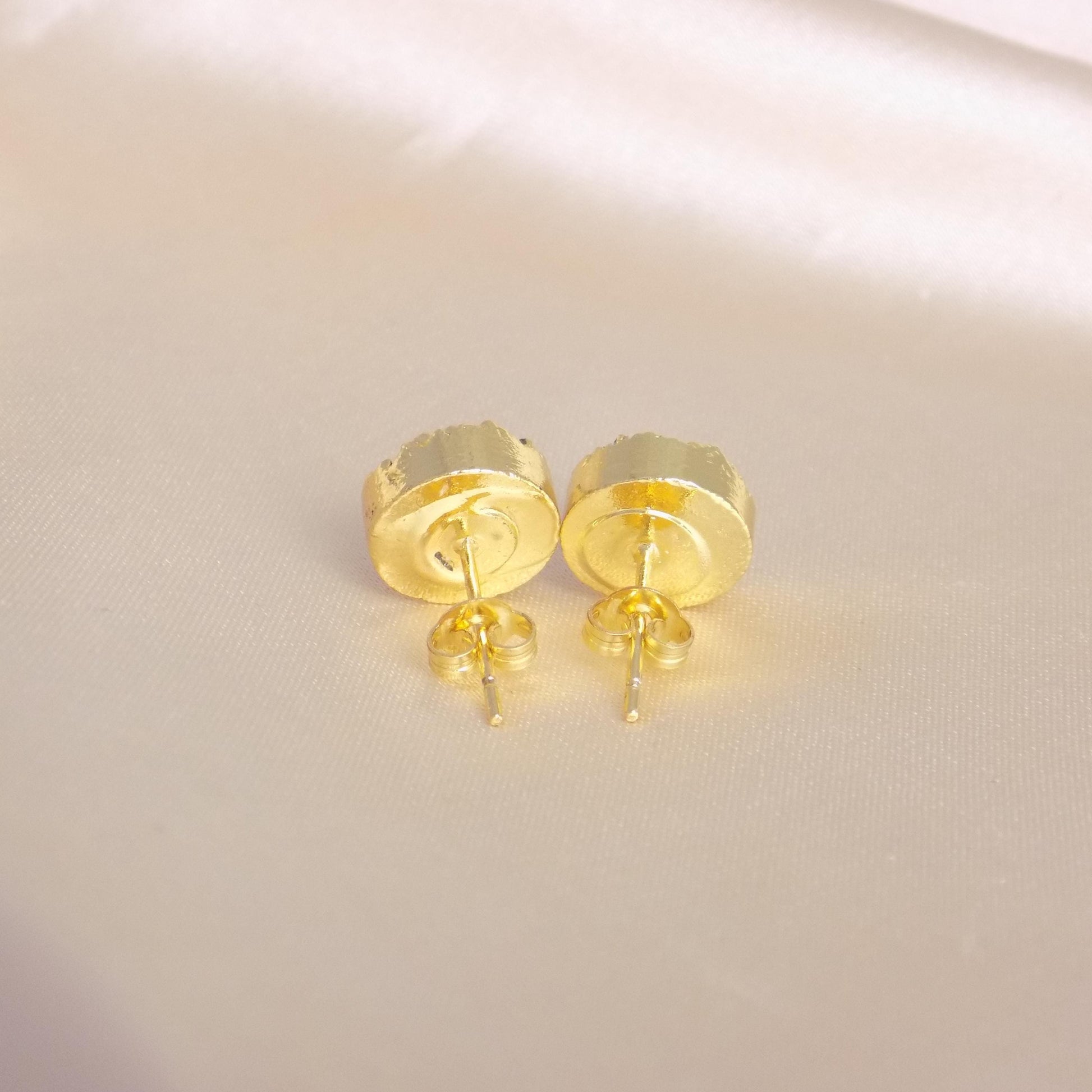 Black Druzy Earrings Stud, Genuine Druzy Posts Gold, 10mm Raw Gemstone, Christmas Gift Women, M7-225