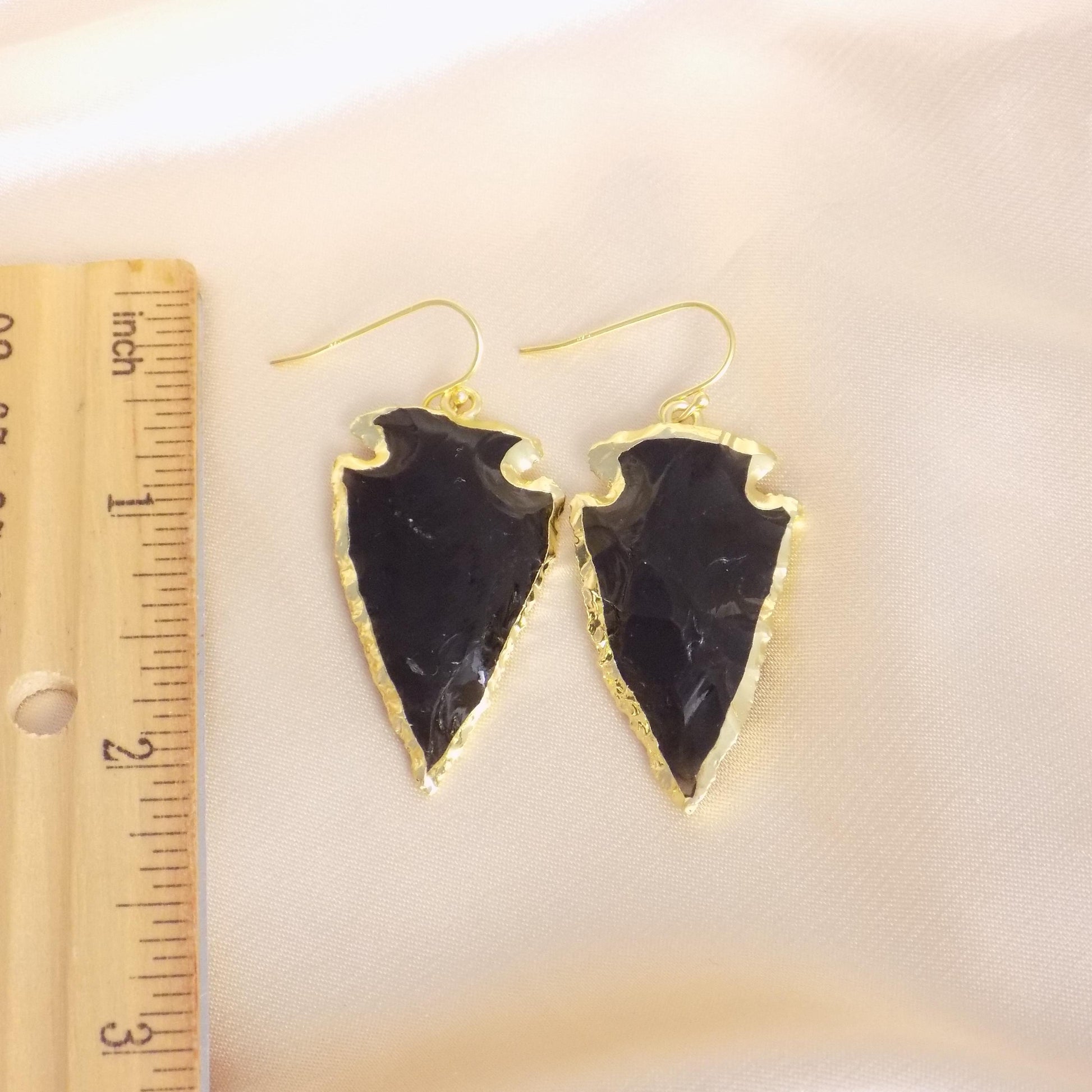Arrowhead Earrings - Black Obsidian Earring Gold