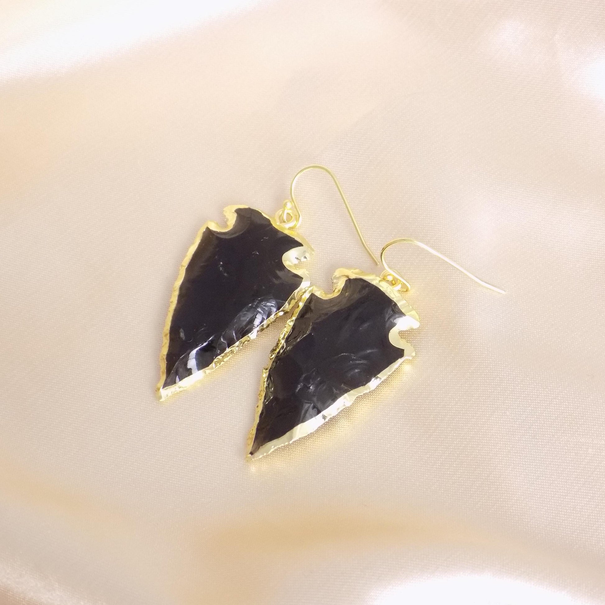 Arrowhead Earrings - Black Obsidian Earring Gold