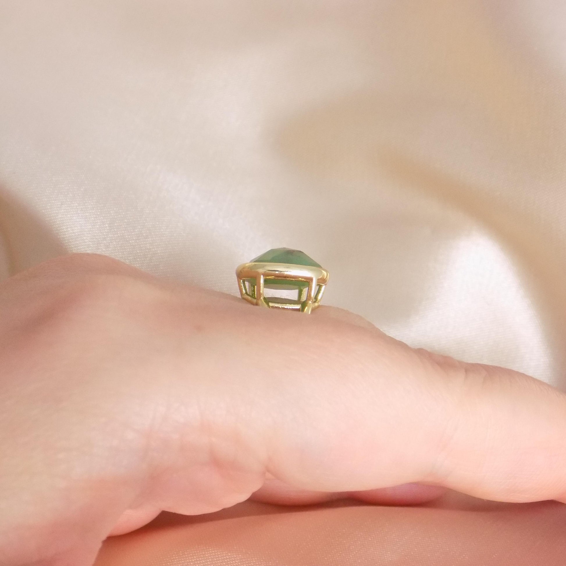 Raw Chrysoprase Ring Gold, Small Green Stone Ring Adjustable, Gift For Her, M7-421