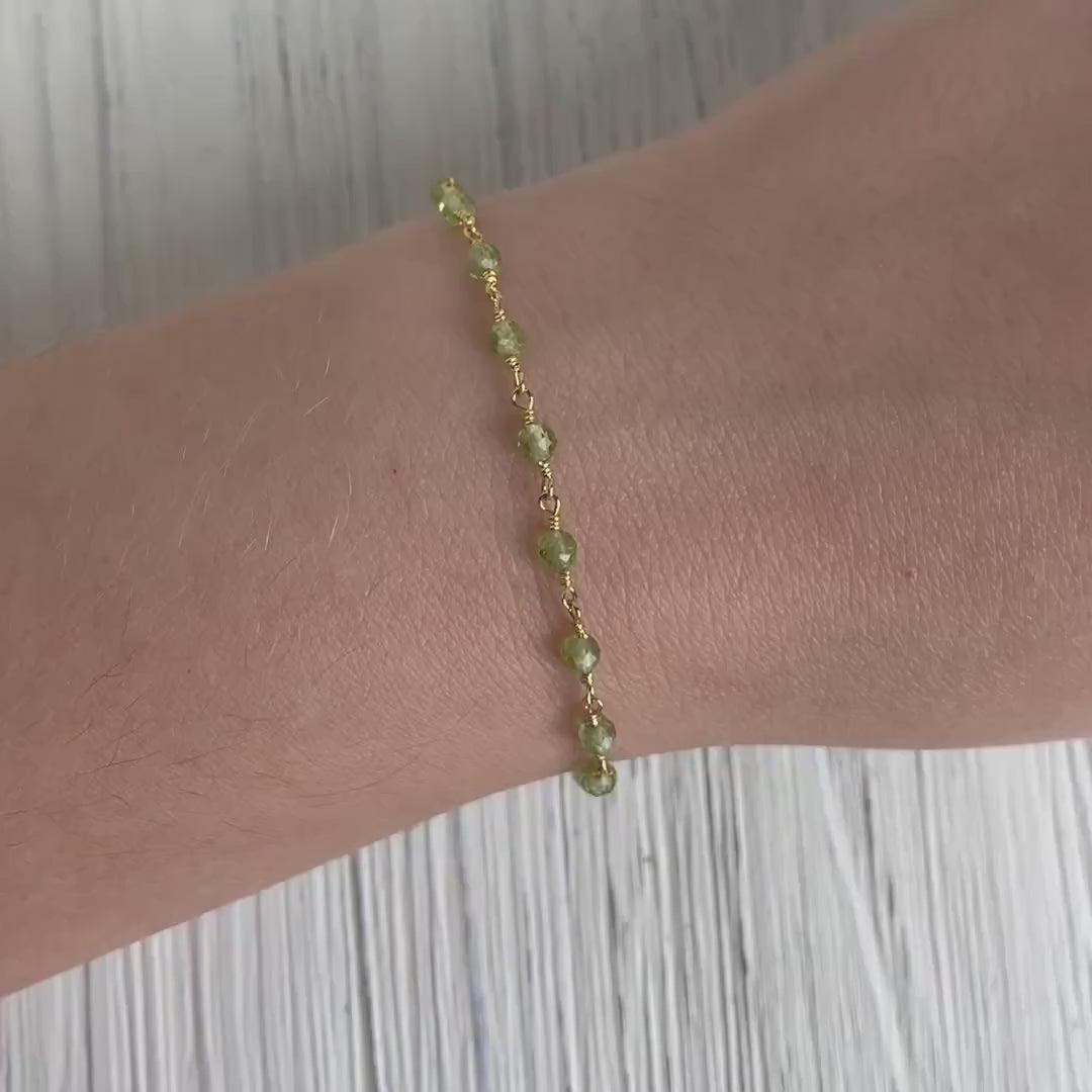 Tiny Peridot Bracelet - Green Peridot Bracelet Gold