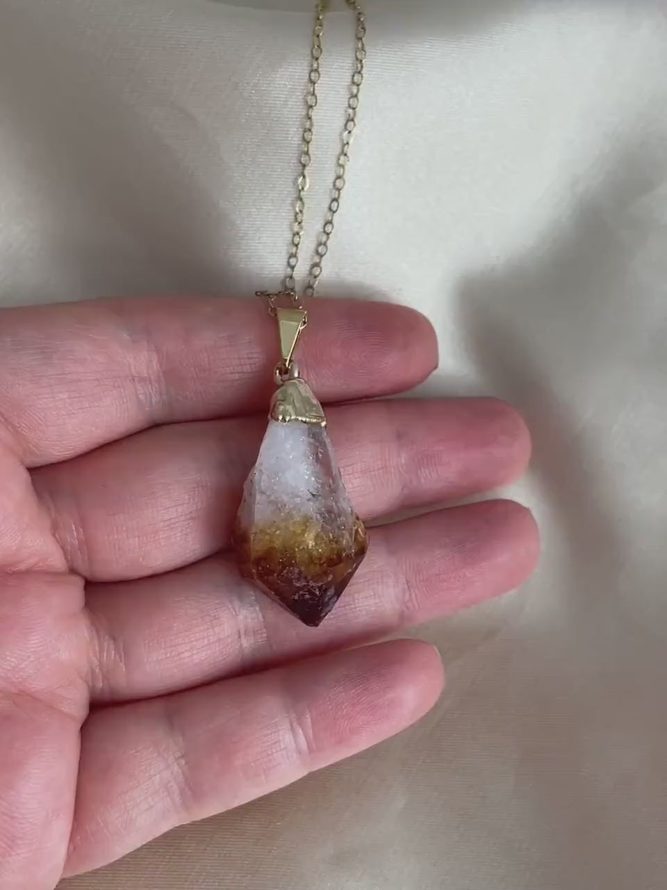 Raw Citrine Crystal Necklace Gold - November Birthstone Jewelry