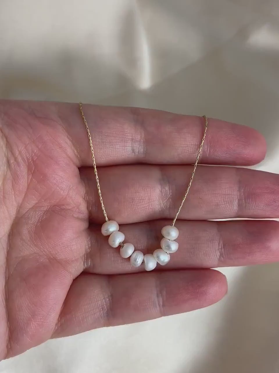 Dainty Freshwater Pearl Necklace 18K Gold Stainless Steel, Christmas Gift For Mom, Gift For Girlfriend, M7-114