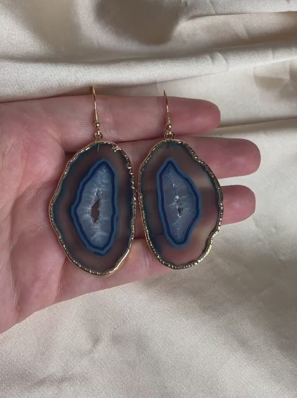 Gift For Mom - Blue Agate Earrings