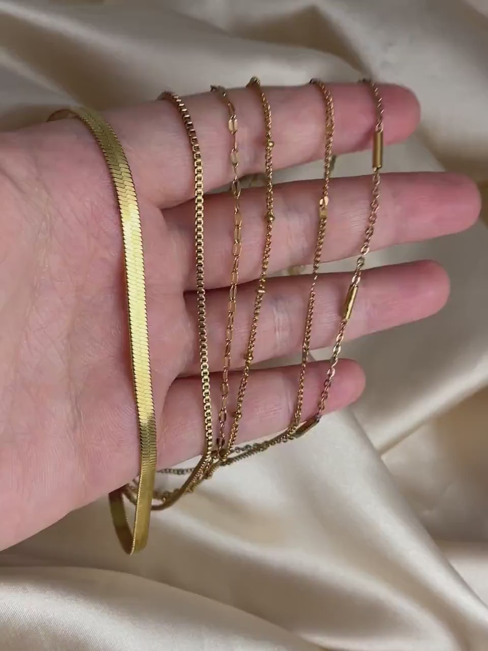 Dainty Gold Chains For Women, 18K Gold Stainless Steel Chain, Box, Satellite, Lace, Snake Chains,Finished Chain, Made to Order, Ch5
