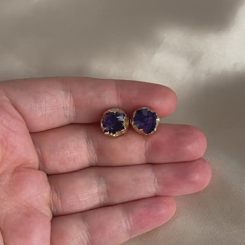Mom Gift - Natural Druzy Stud Earrings