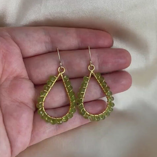 Raw Peridot Earrings Gold, Dainty Crystal Dangle, August Birthstone, Unique Gifts For Best Friend, M7-15