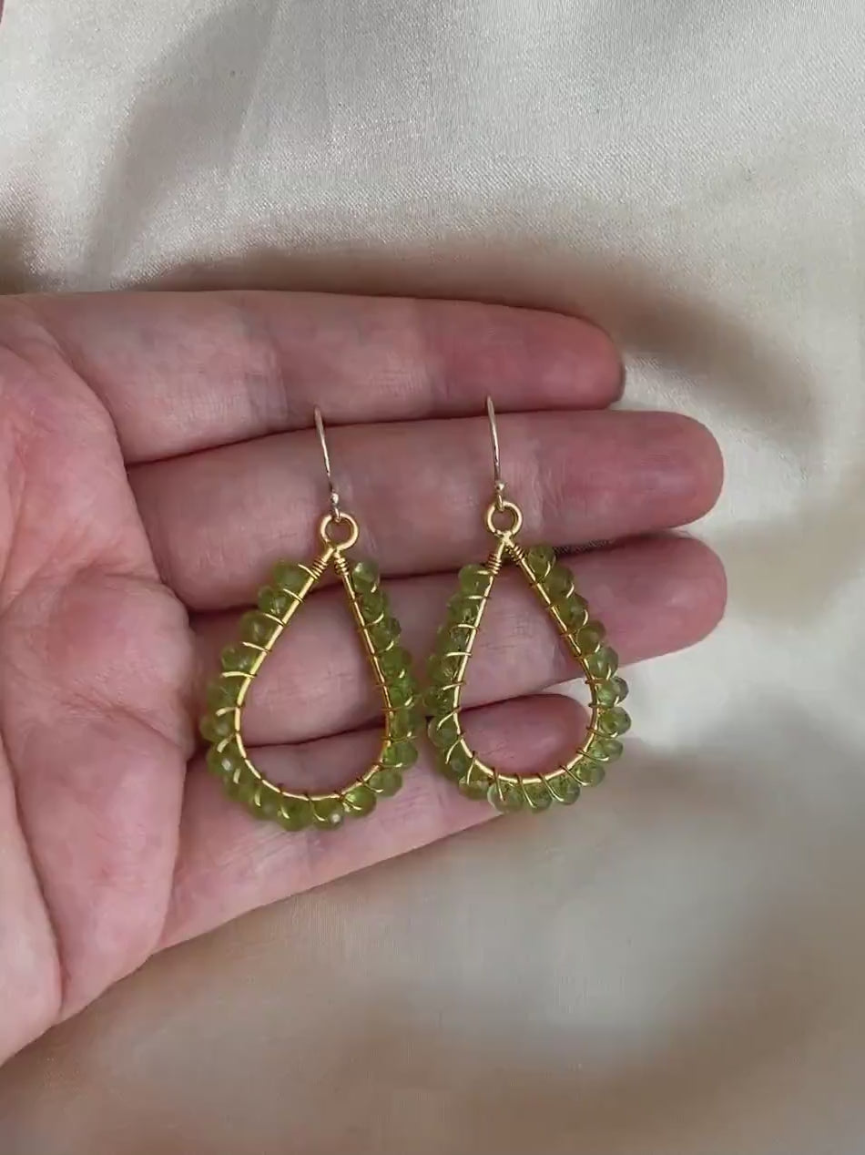 Raw Peridot Earrings Gold, Dainty Crystal Dangle, August Birthstone, Unique Gifts For Best Friend, M7-15