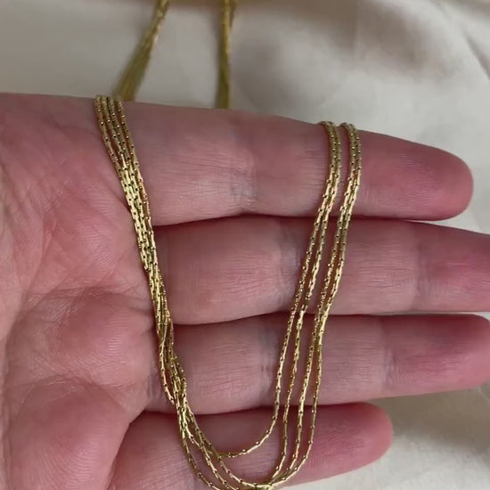 Unique Four Strand Gold Choker For Women, Ultra Thin Snake Chain, 18K Gold Stainless Steel, Modern Trendy, M7-112