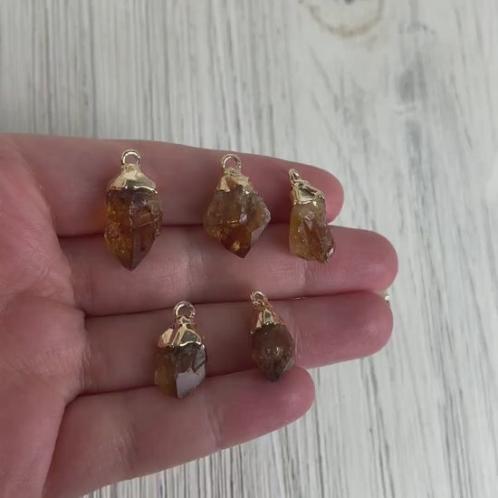 Raw Citrine Necklace, Boho Rough Citrine Pendant, Citrine Crystal Birthstone Necklace, Personalized Gold Layer, Mothers Day Gift, R12-12