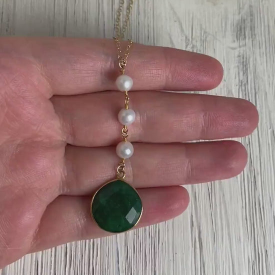 Emerald Necklace - Pearl Y Necklace