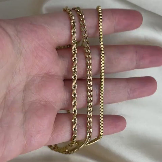 Dainty Gold Chokers For Women, 18K Gold Stainless Steel Chain, Twist Rope, Box, Flat Curb Chains, Finished Chain, Made to Order, M7-74