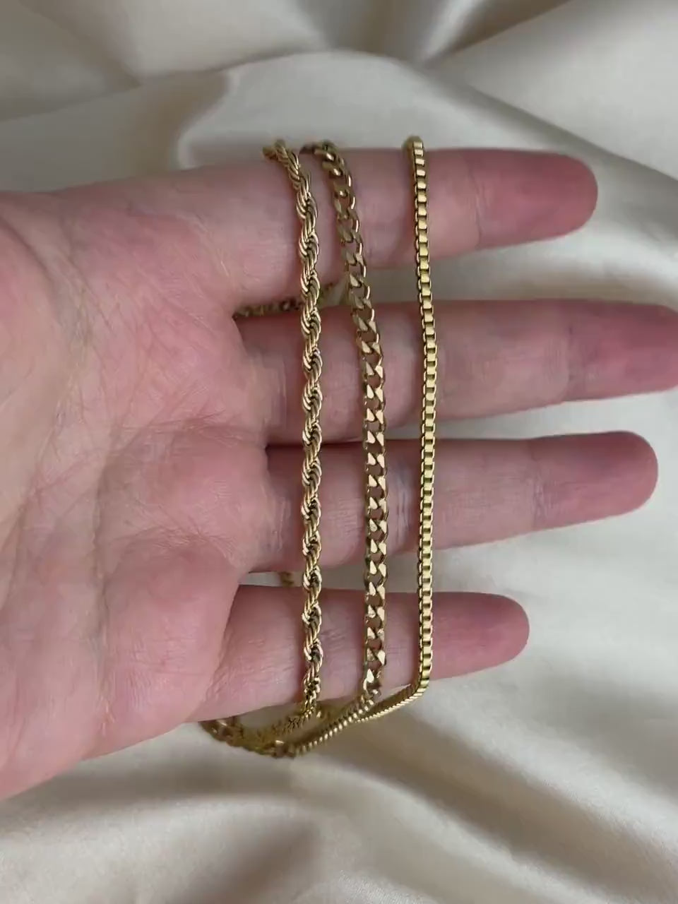 Dainty Gold Chokers For Women, 18K Gold Stainless Steel Chain, Twist Rope, Box, Flat Curb Chains, Finished Chain, Made to Order, M7-74