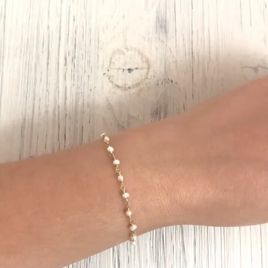 Tiny Pearl Bracelet - Freshwater Pearl Bracelet Gold