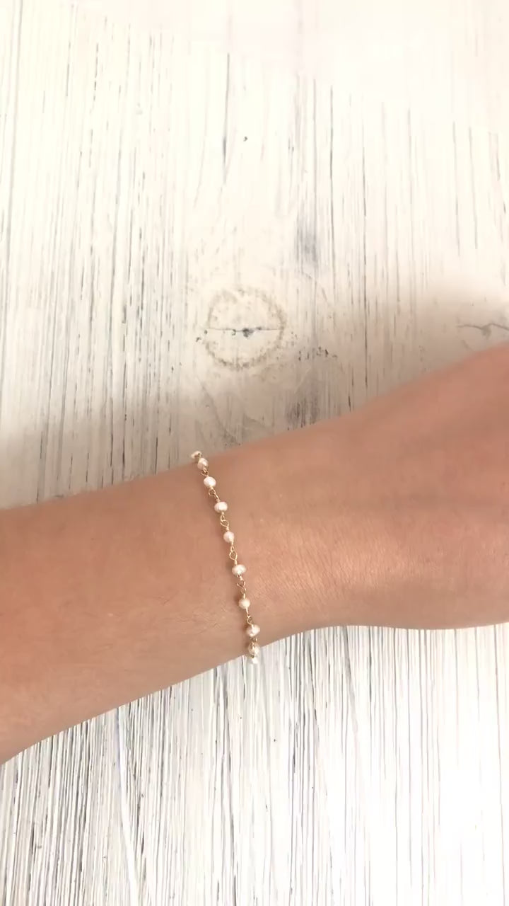 Tiny Pearl Bracelet - Freshwater Pearl Bracelet Gold
