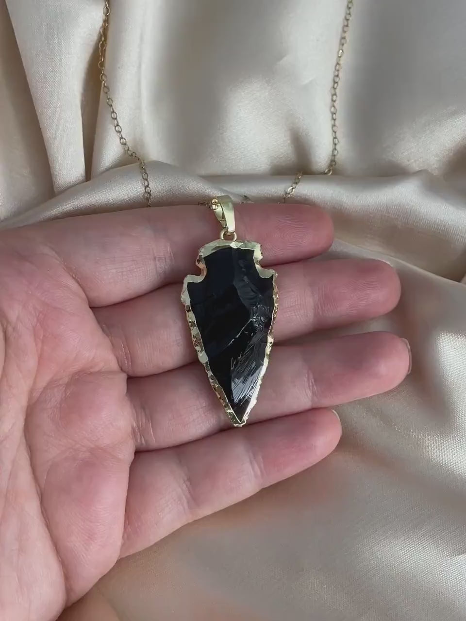 Gift For Her, Black Obsidian Necklace, Arrowhead Pendant Necklace Gold, Raw Stone Crystal Necklaces For Women, Gifts For Mom, M7-47