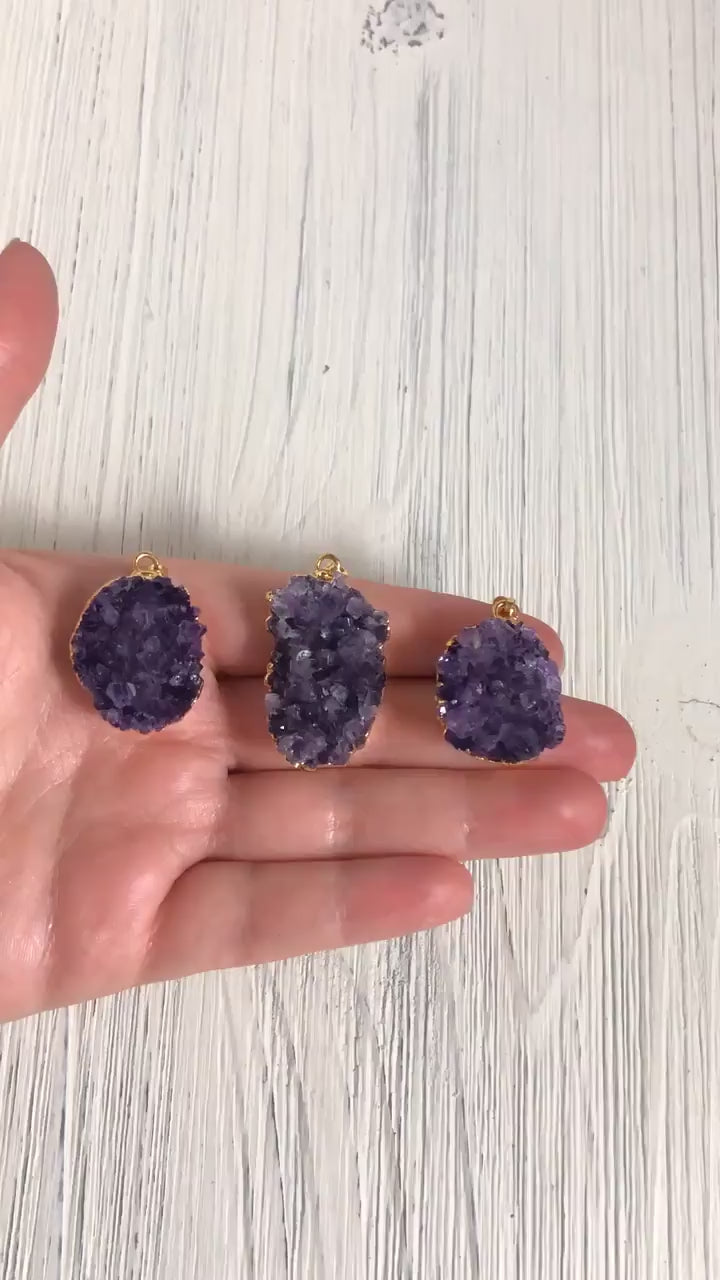 Raw Amethyst Necklace - Druzy Necklace