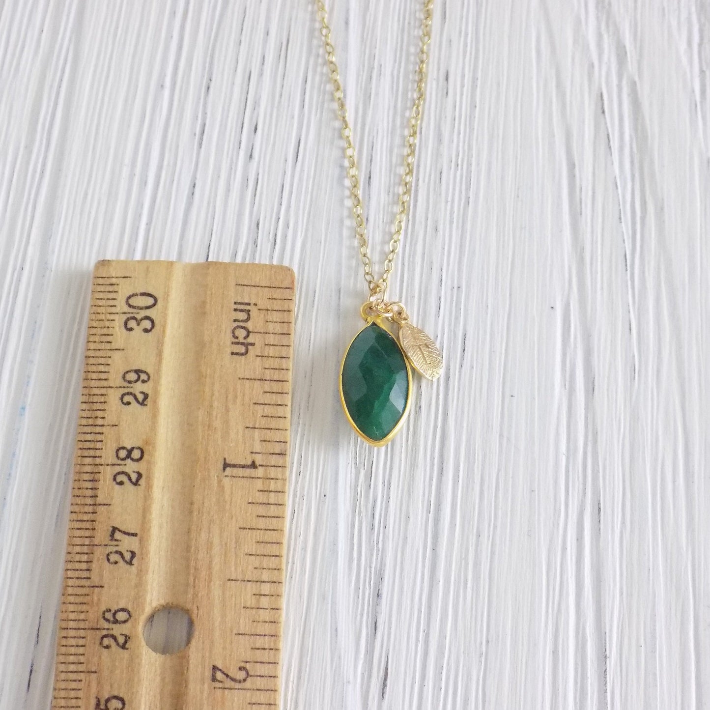 Emerald Necklace - Personalized Emerald Necklace Gold Fill