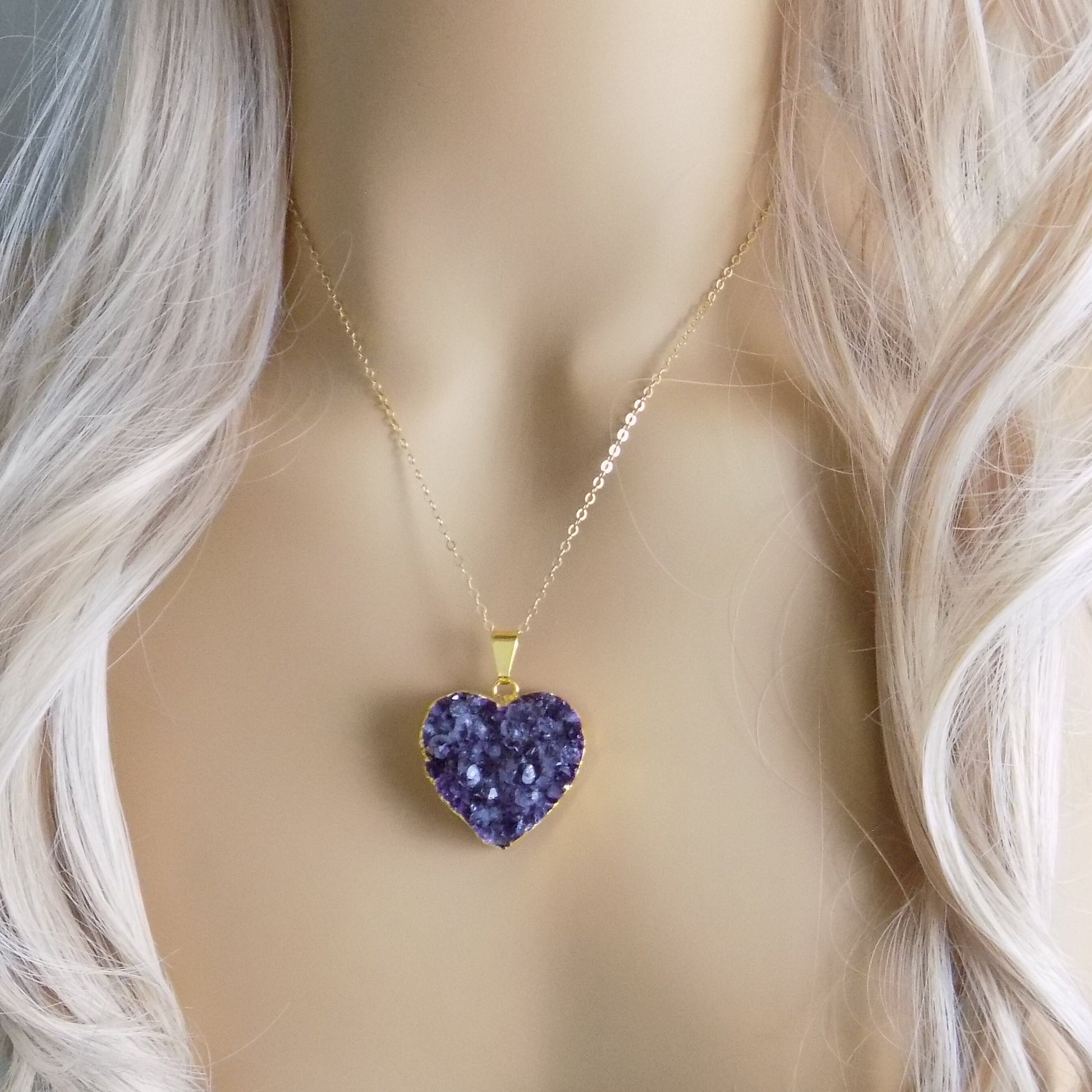 Amethyst Necklace Gold - Amethyst Heart Necklace