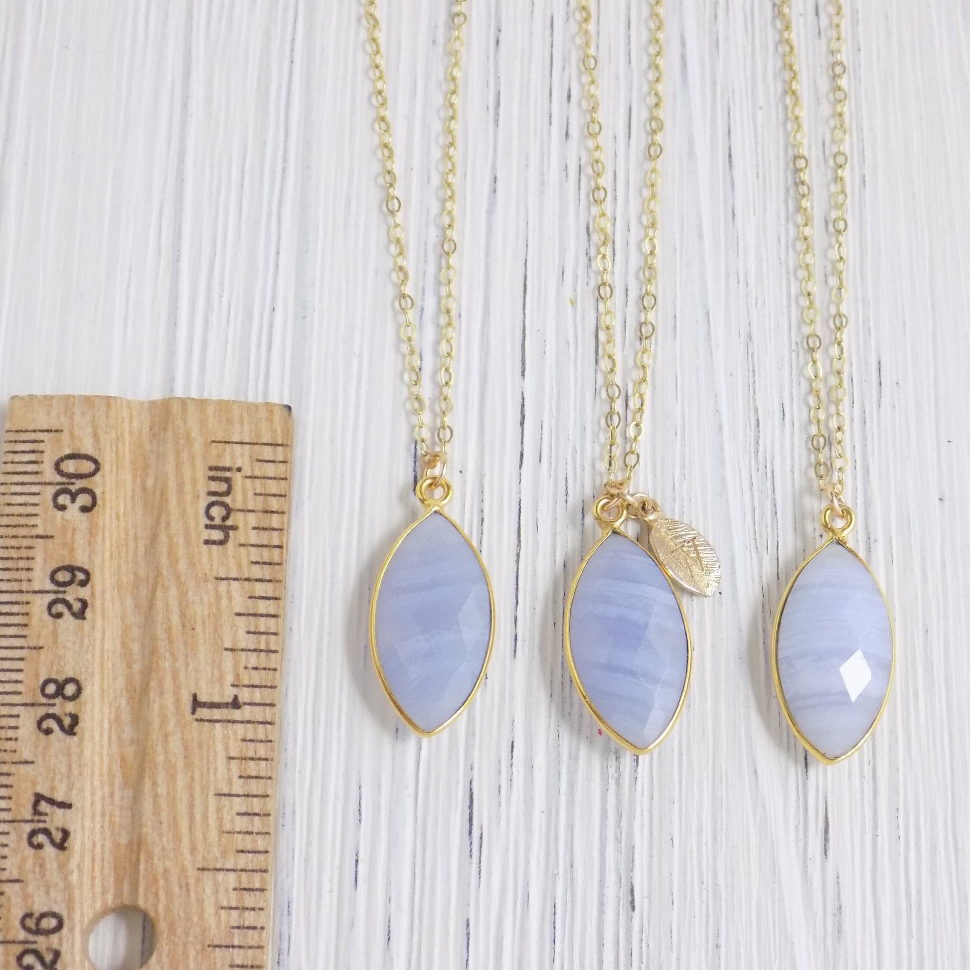 Personalized Lace Agate Necklace - Blue Lace Agate Pendant