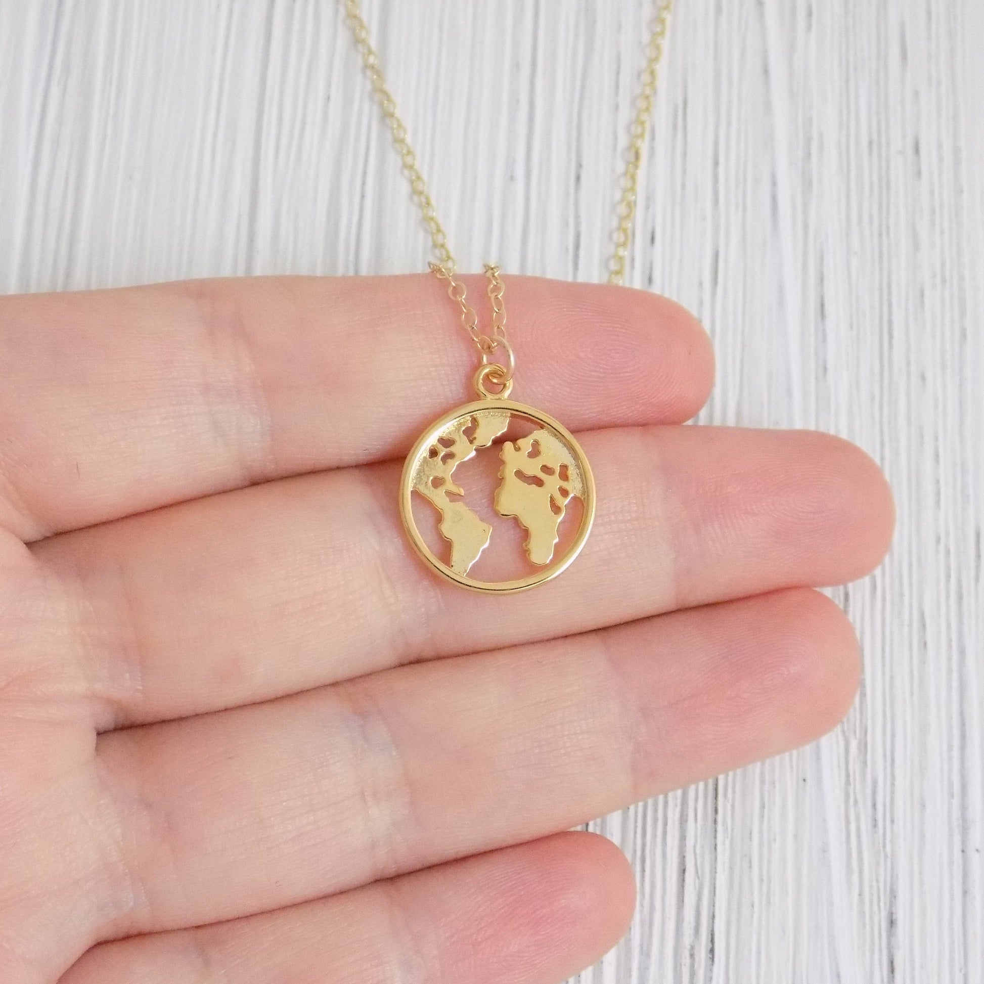 World Map Necklace - Gold Map Necklace
