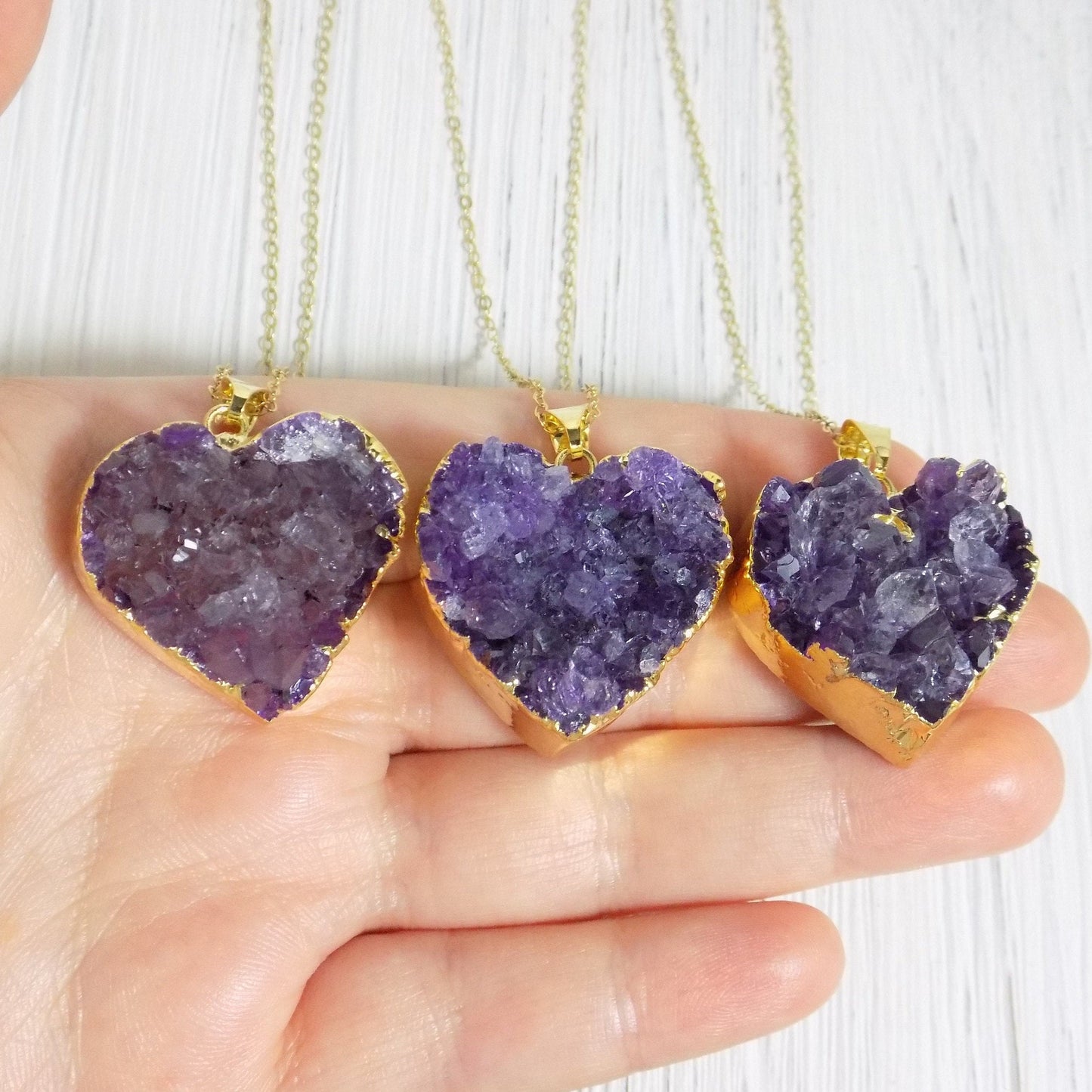 Unique Gifts For Her - Amethyst Necklace Gold