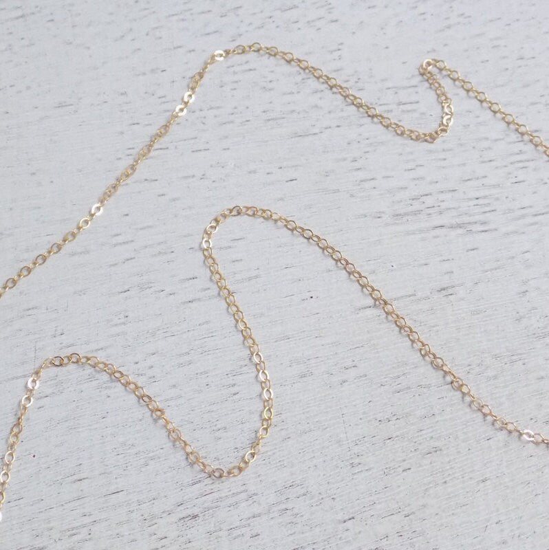 Black Agate Necklace 14K Gold Filled Chain - Long Slice Pendant Necklace