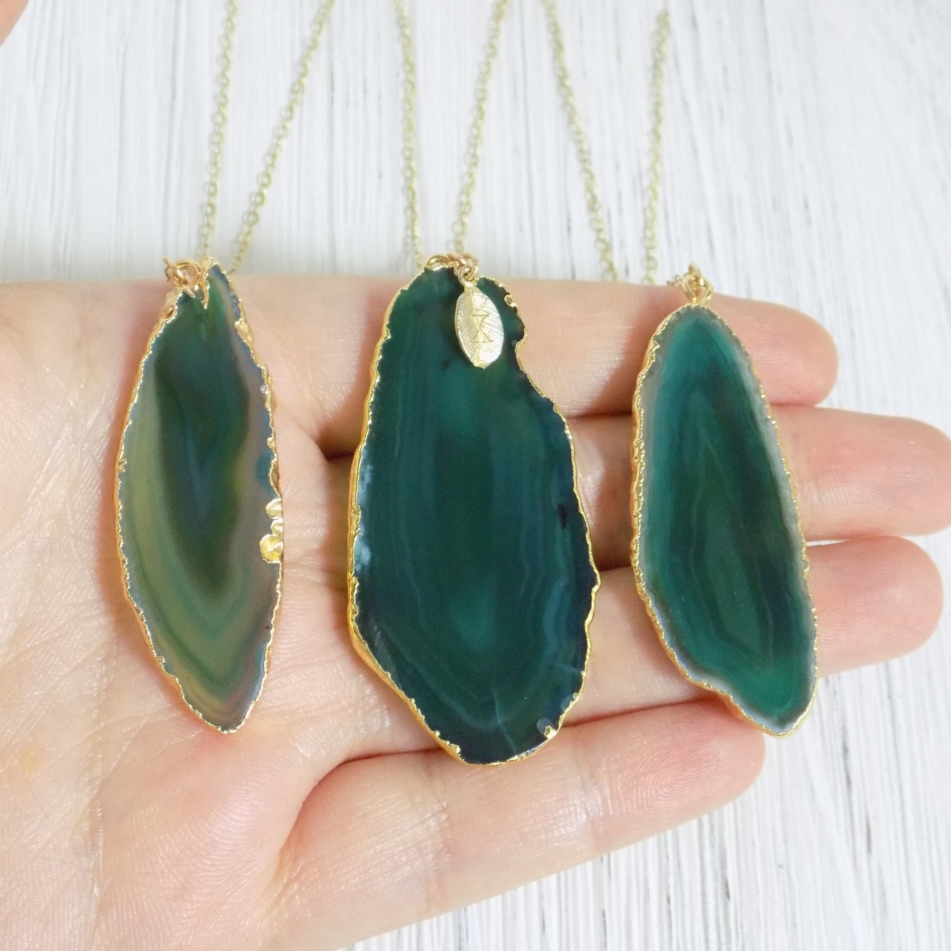 Boho Agate Necklace - Green Agate Necklace