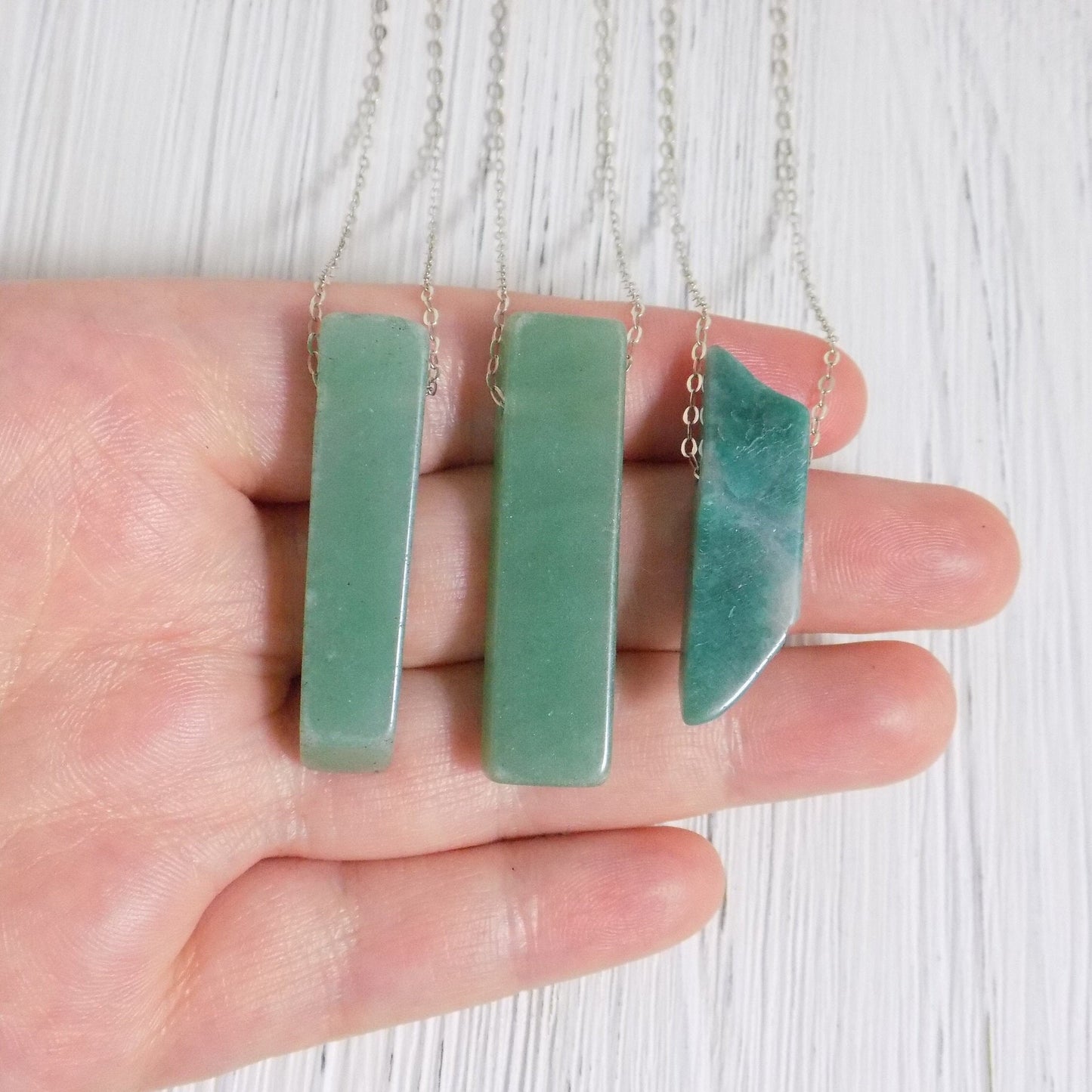 Aventurine Necklace, Green Aventurine Necklace Green Stone Necklace Gold OR Silver Layering Necklace Large Pendant Necklace Gift Women K2-01