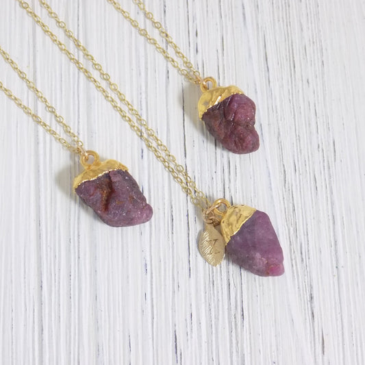 Raw Ruby Necklace - July Birthstone Necklace
