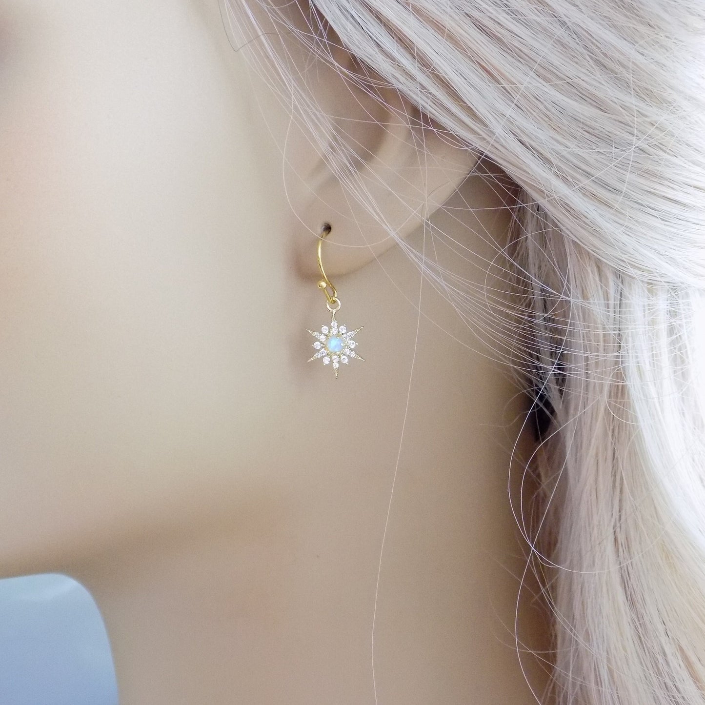 Opal Star Earrings - Gold Opal Earrings