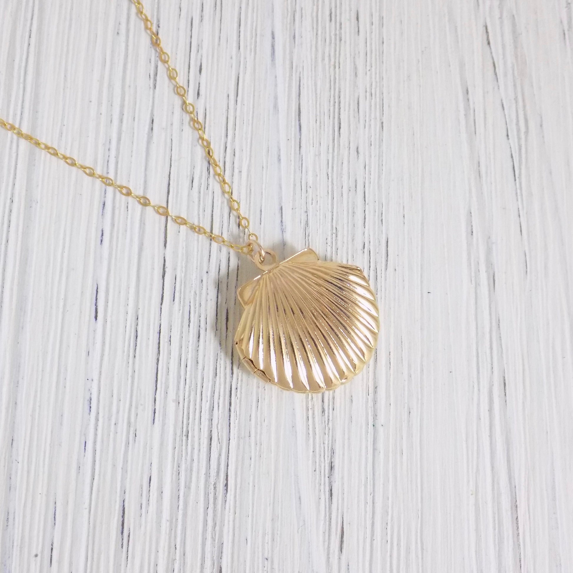 Shell Necklace - Gold Locket Necklace