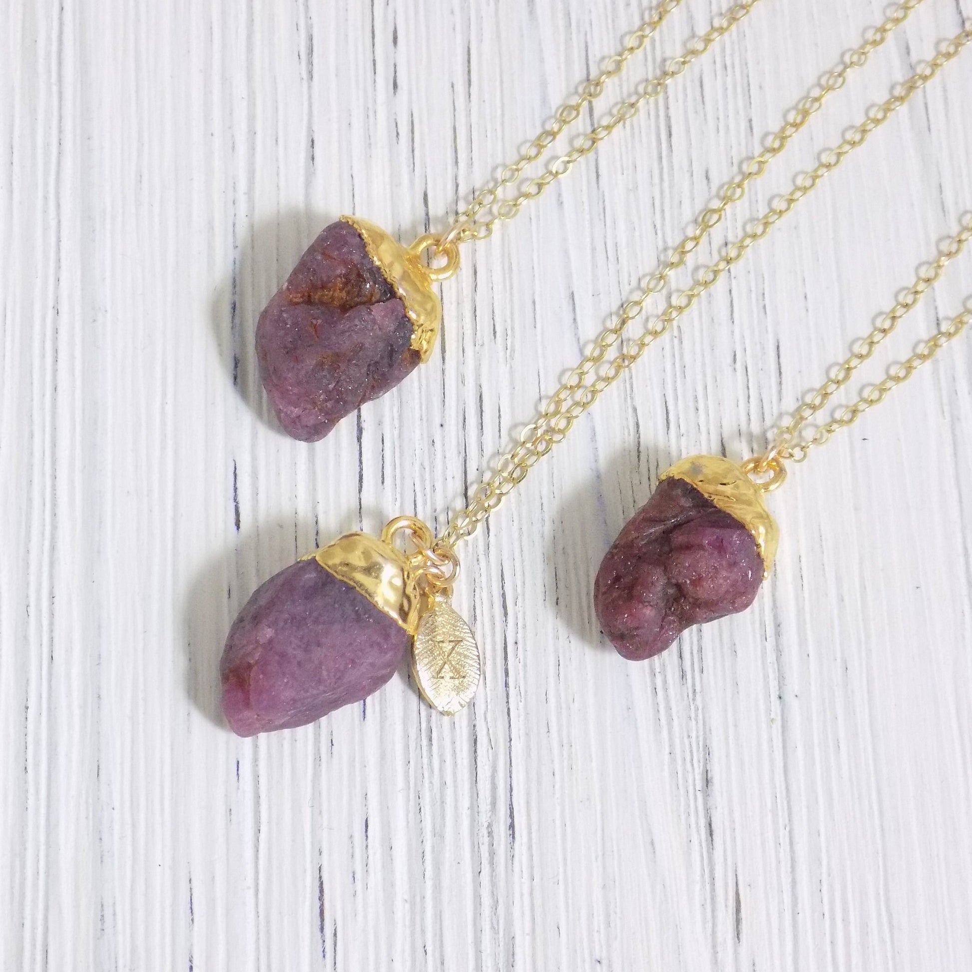 Raw Ruby Necklace - July Birthstone Necklace