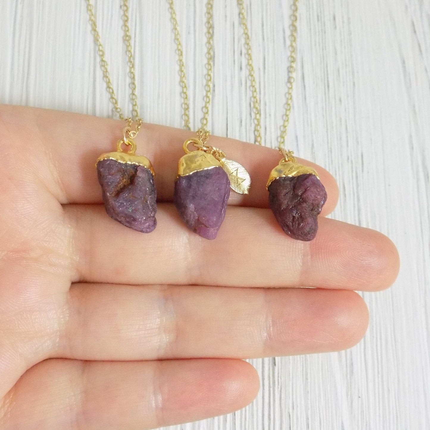 Raw Ruby Necklace - July Birthstone Necklace