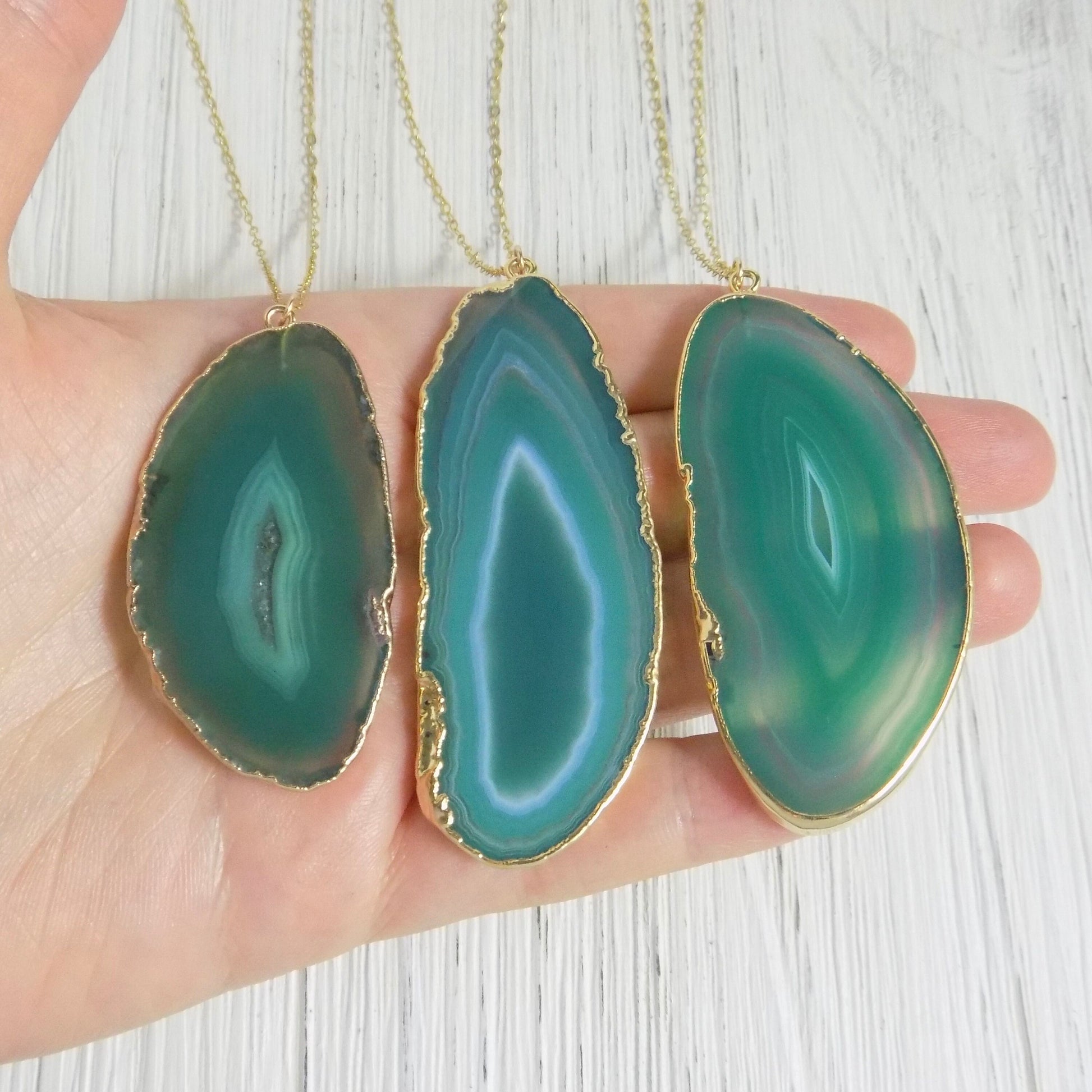 Small Agate Necklace - Green Agate Geode
