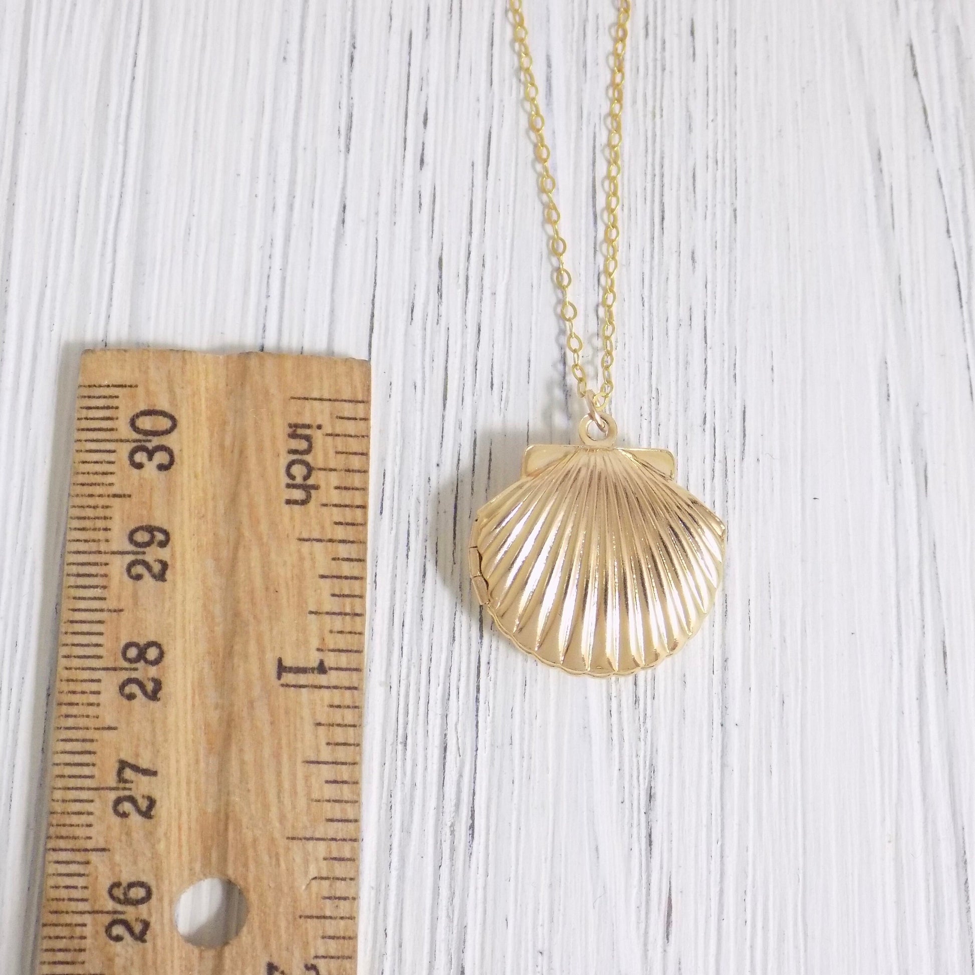 Shell Necklace - Gold Locket Necklace