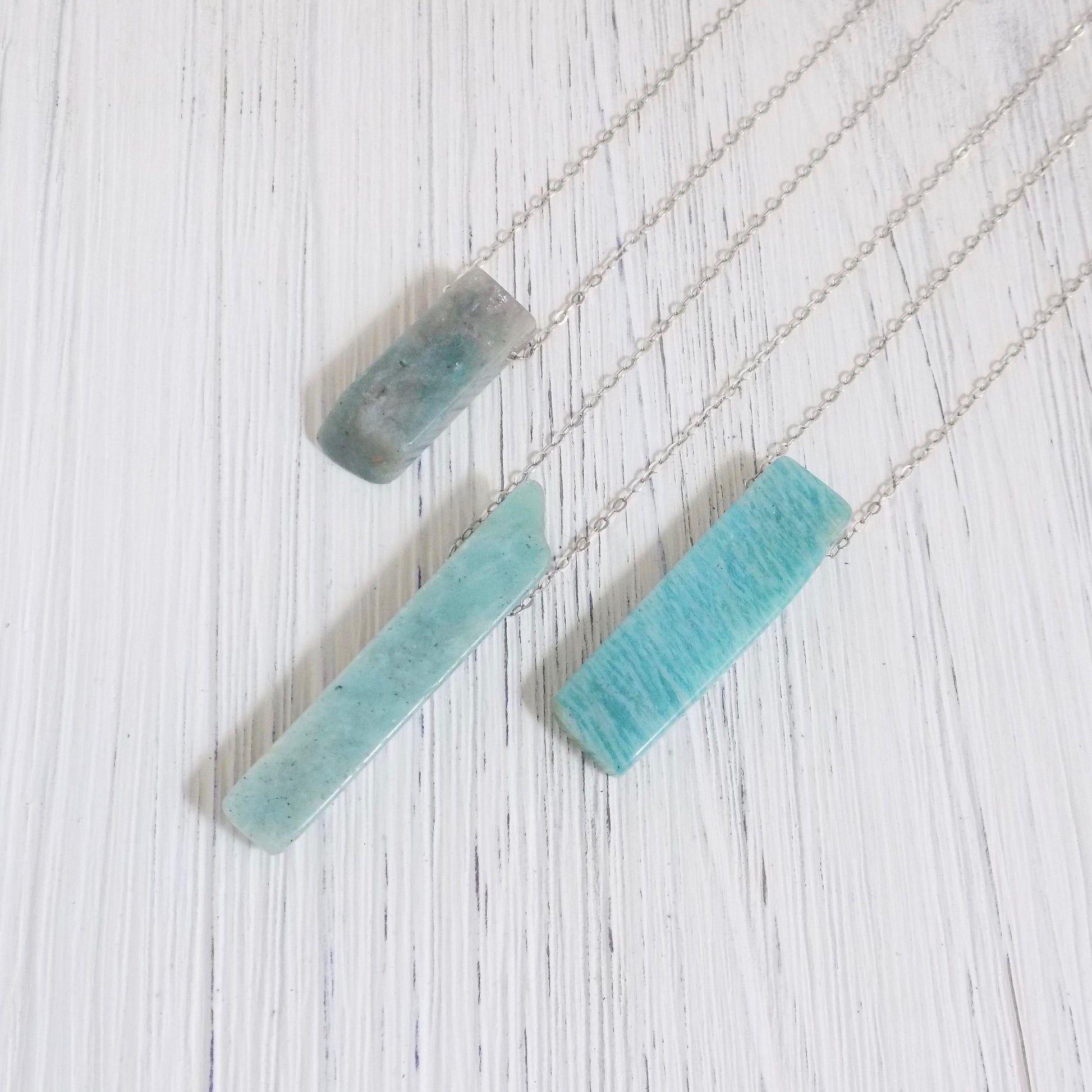 Amazonite Necklace, Green Amazonite Necklace Green Stone Necklace Gold OR Silver Layering Necklace Large Pendant Necklace Gift Women K2-10