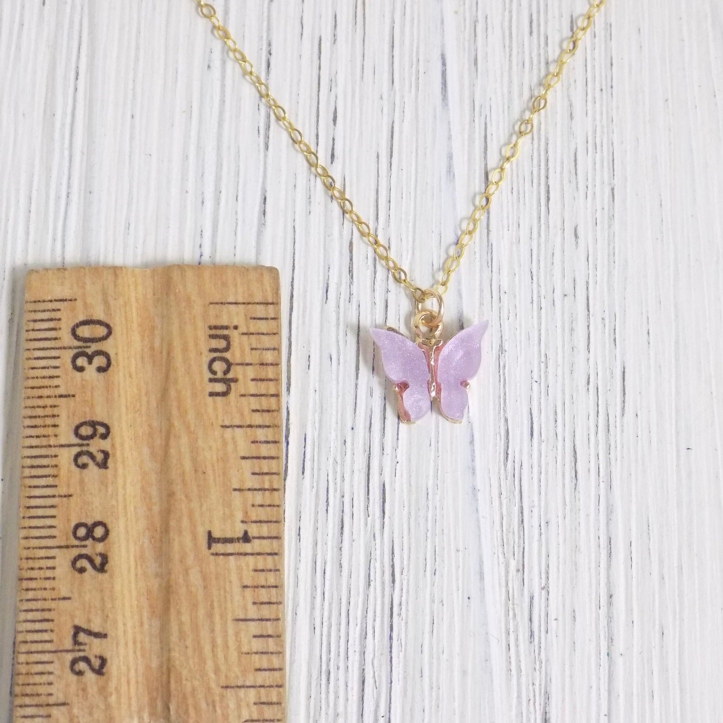 Gold Butterfly Necklace - Minimalist Butterfly Charm Necklace - Blue Butterfly Pendant - Layering - Unique Christmas Gifts - L2-05