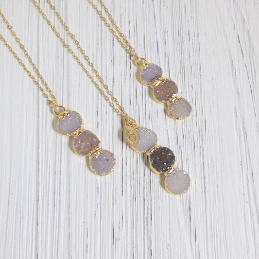 Custom Initial Necklace, Statement Jewelry, Personalized Druzy Necklace Personalized Gift Bridesmaid Gift Crystal Necklace Gift Women R10-01