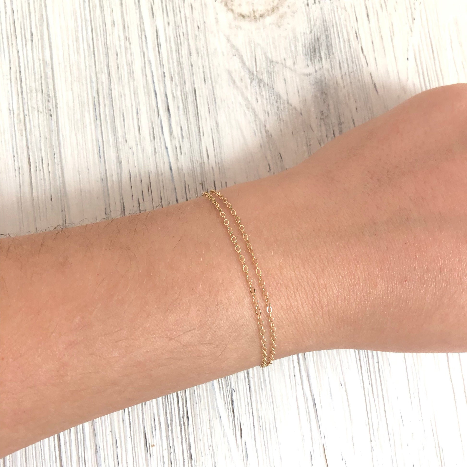14K Gold Filled Chain Bracelet - Double Layer Gold Bracelet