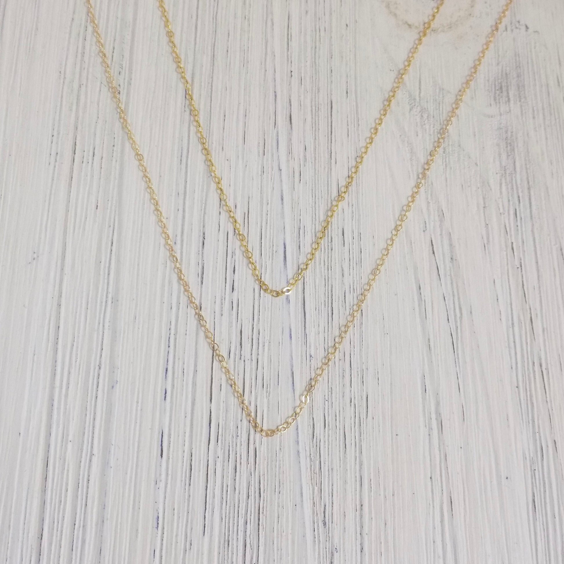 14K Gold Filled Chain Necklace Set - Delicate Gold Layer Necklace Set of 2