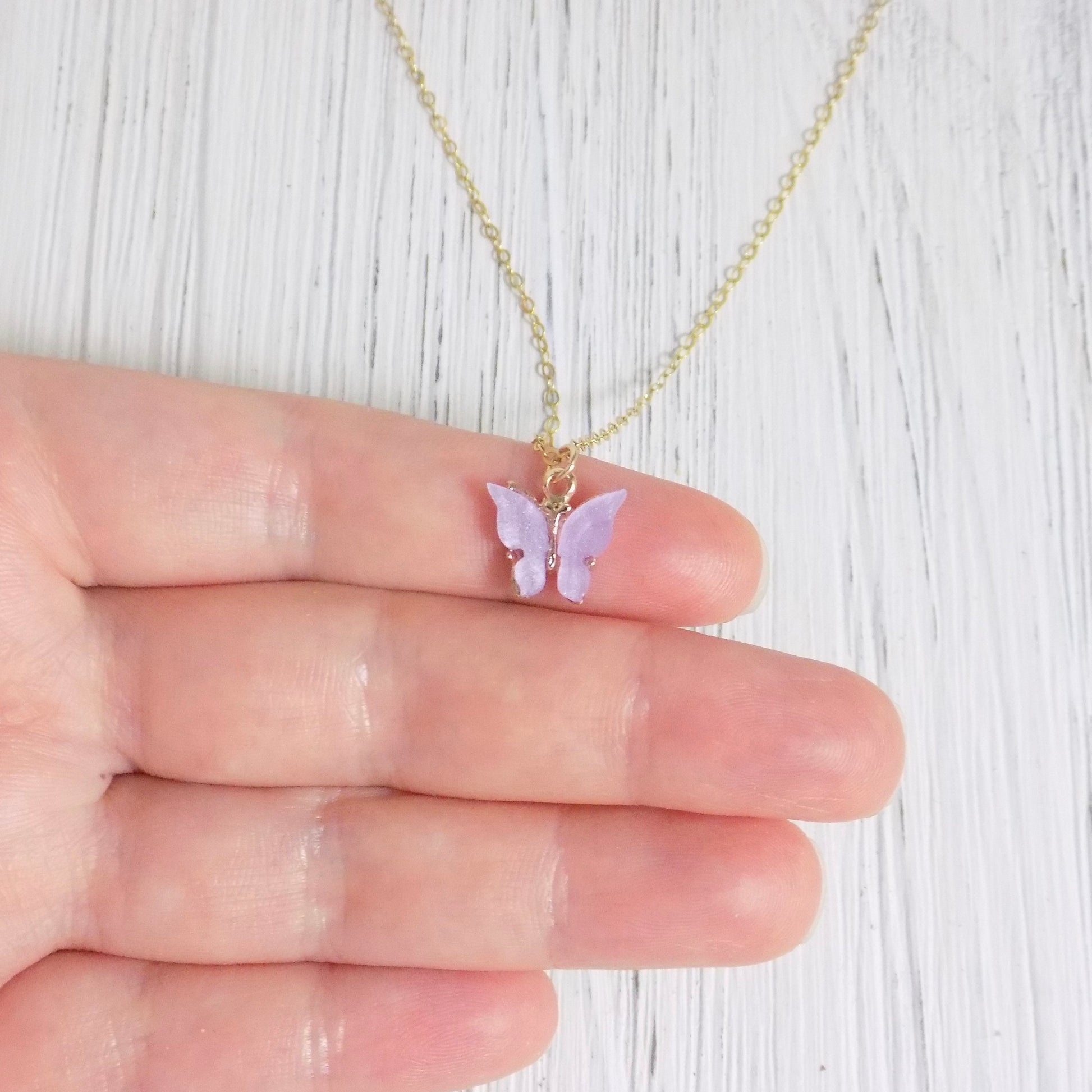 Minimalist Butterfly Charm Necklace on 14K Gold Filled Chain, Unique Valentines Day Gift, M4-85