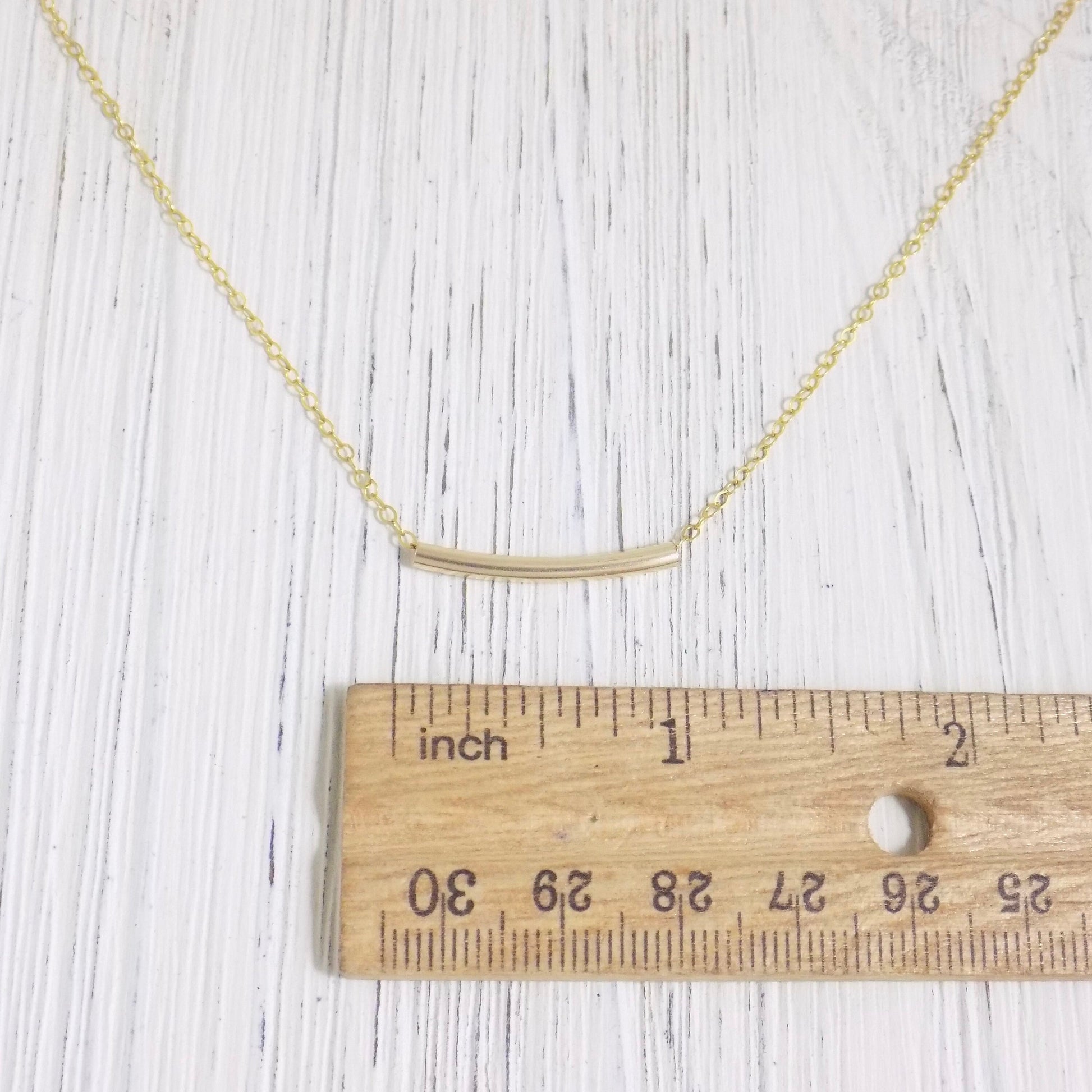 14K Gold Filled Simple Everyday Curved Bar Necklace, Minimalist Layering, Gift For Women, Z1-46