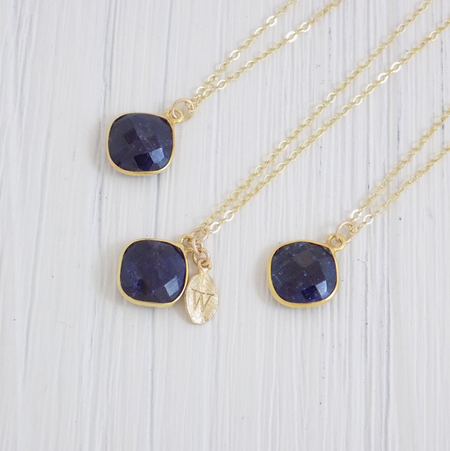 September Birthstone Necklace - Blue Sapphire Necklace - Personalized Sapphire Necklace - Blue Stone Necklace Gold Layering Necklace